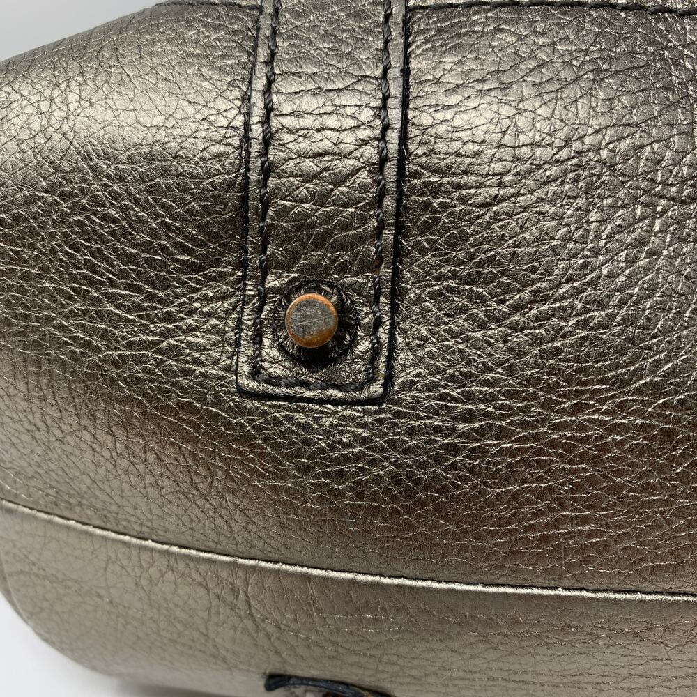 Burberry Nova Check Tote Bag Metallic Leather Trim Canvas Shoulder Bag - Picture 7 of 11